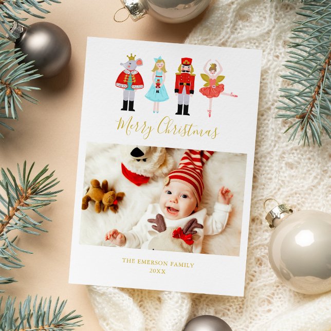 Watercolor Christmas Nutcracker Photo Holiday Card (Creator Uploaded)