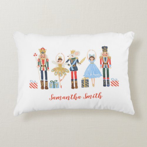 Watercolor Christmas Nutcracker Pillowcase Accent Pillow