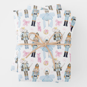 Watercolor Christmas Nutcracker Wreath Wrapping Paper Sheets