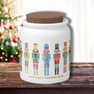 WATERCOLOR CHRISTMAS NUTCRACKERS CANDY JAR