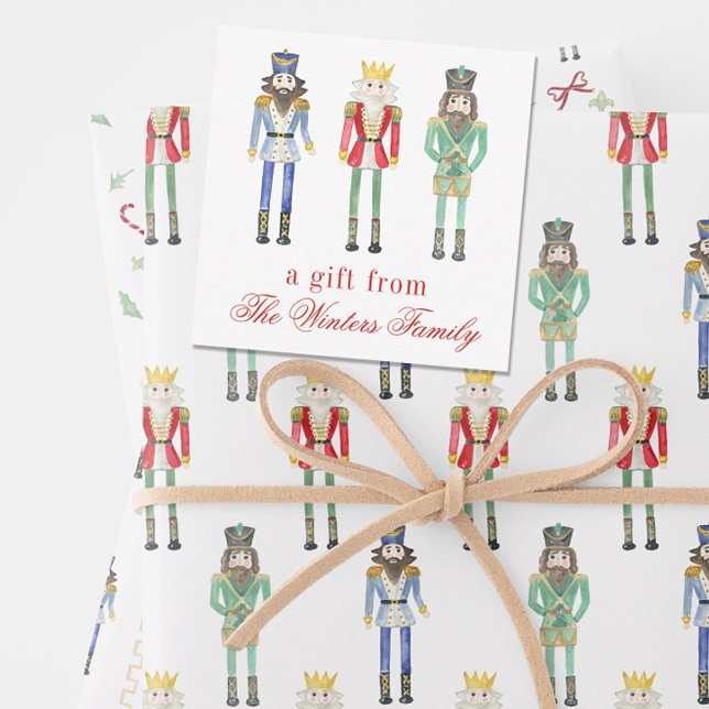 Watercolor Christmas Nutcrackers Gift Enclosure Note Card (Creator Uploaded)