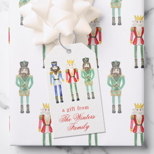 Watercolor Christmas Nutcrackers Gift Tags