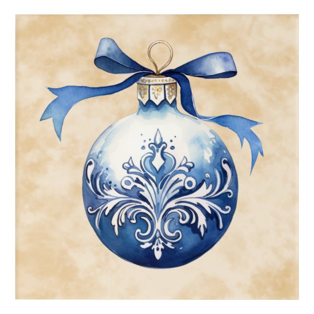 Watercolor Christmas Ornament Acrylic Print (Front)