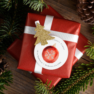 Watercolor Christmas Ornament With Snowflake Classic Round Sticker