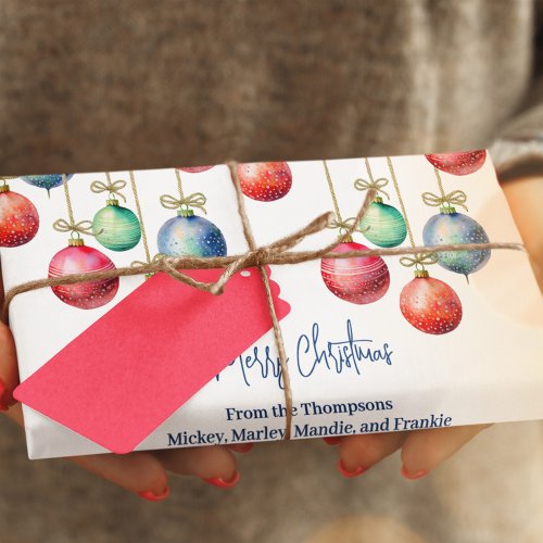 Watercolor Christmas Ornaments Custom Wrapping Paper Sheets