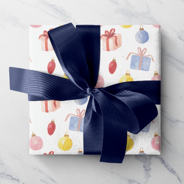 Watercolor Christmas Ornaments & Gifts Wrapping Paper (Creator Uploaded)
