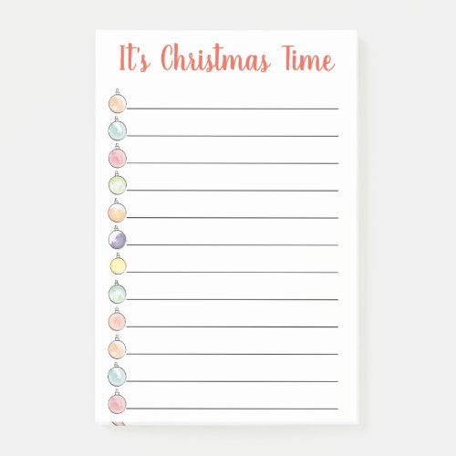 Watercolor Christmas Ornaments To Do List Post_it Notes