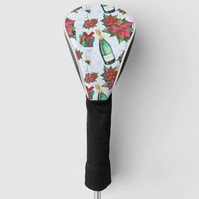 Watercolor Christmas Party Champagne Holiday Golf Head Cover (Front)