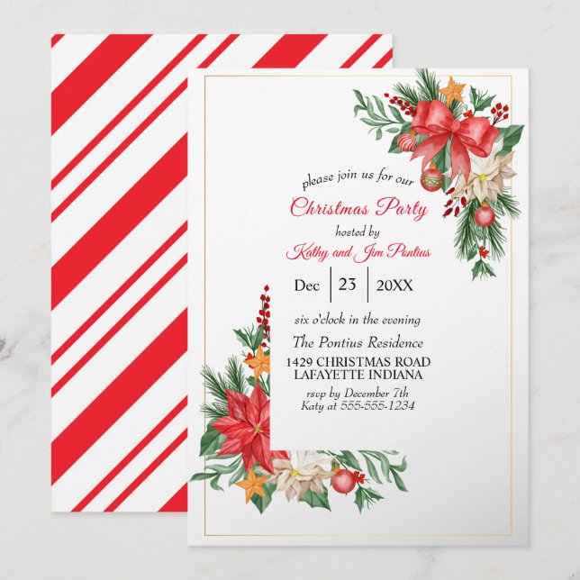 Watercolor Christmas Party Invitation (Front/Back)
