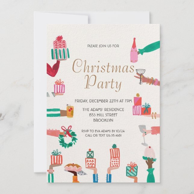 Watercolor Christmas Party Invitation (Front)