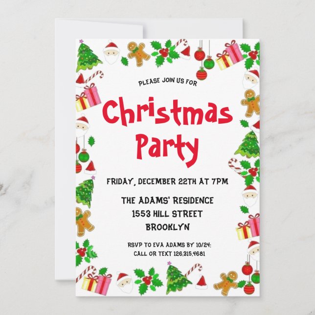 Watercolor Christmas Party Invitation (Front)