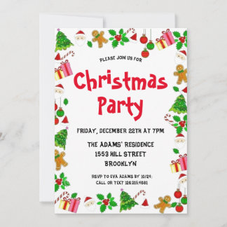 Watercolor Christmas Party Invitation