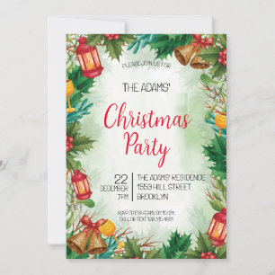 Watercolor Christmas Party Invitation