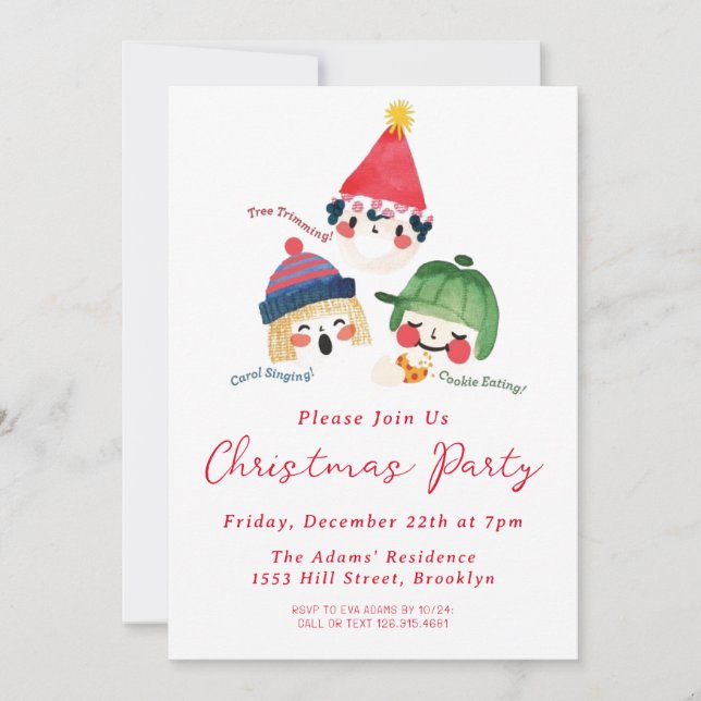 Watercolor Christmas Party Invitation (Front)
