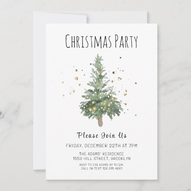 Watercolor Christmas Party Invitation (Front)