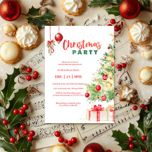 Watercolor Christmas Party Invitation