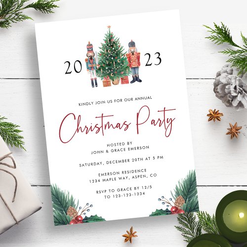 Watercolor Christmas Party Invitation