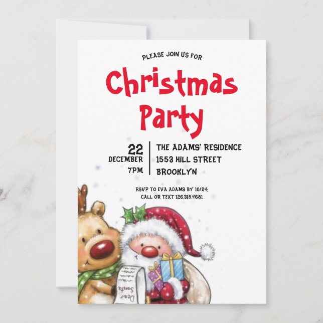 Watercolor Christmas Party Invitation (Front)