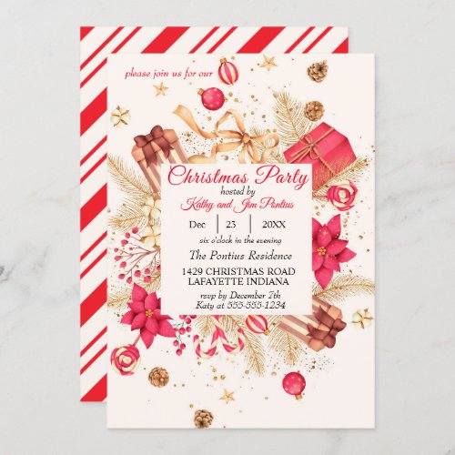 Watercolor Christmas Party Invitation