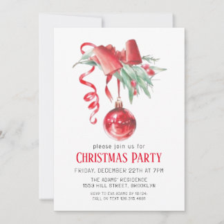 Watercolor Christmas Party Invitation
