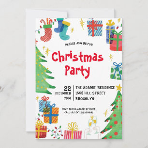 Watercolor Christmas Party Invitation