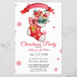 Watercolor Christmas Party Invitation Flyer