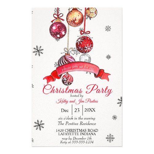 Watercolor Christmas Party Invitation Flyer