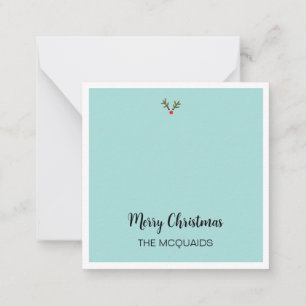 Watercolor Christmas Pine Tree with Rudolph Named Note Card