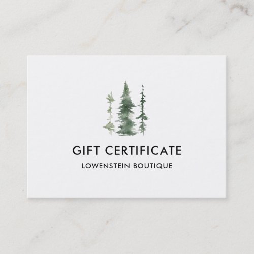 Watercolor Christmas Pine Trees  Gift Certificate
