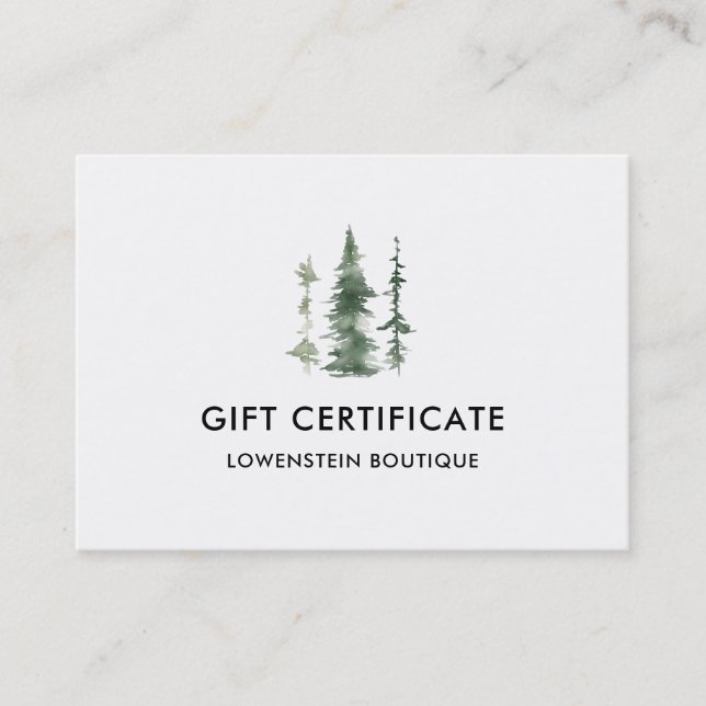 Watercolor Christmas Pine Trees | Gift Certificate (Front)