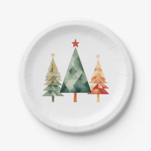 Watercolor Christmas Pine Trees Paper Plates