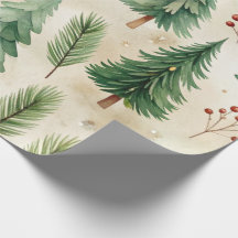 Watercolor Christmas Pine Trees Seamless 