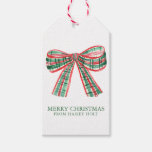 Watercolor Christmas Plaid Bow Gift Tags