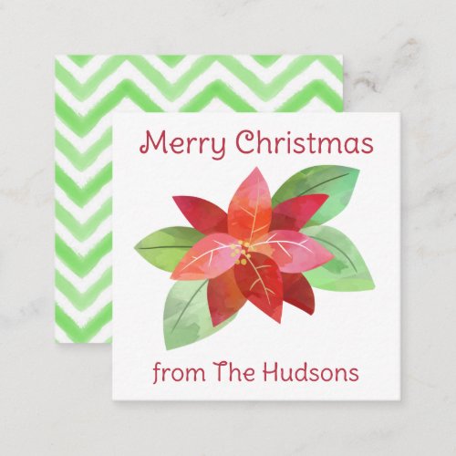 Watercolor Christmas Poinsetta Gift Enclosure Card