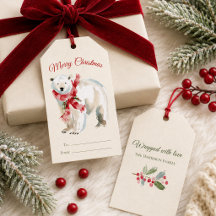 Watercolor Christmas Polar Bear Gift Tags