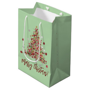 Watercolor Christmas Polka Dot Tree Medium Gift Bag