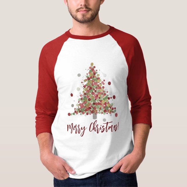 Watercolor Christmas Polka Dot Tree T-Shirt (Front)