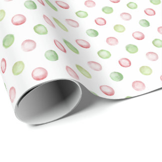 Watercolor Christmas Polka Dot Wrapping Paper