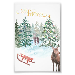 Watercolor Christmas Print Poster