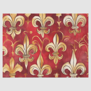 Watercolor Christmas Red Gold Floral  Tissue Paper