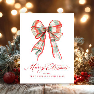Watercolor Christmas Red Green Holiday Postcard