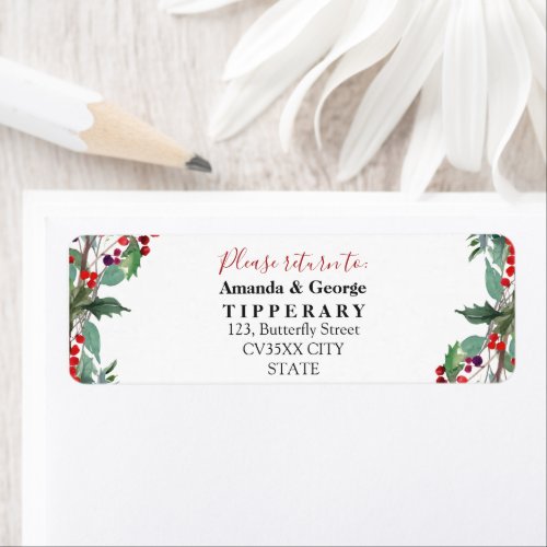 watercolor Christmas Return address label