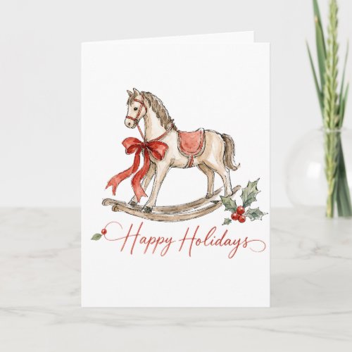 Watercolor Christmas Rocking Horse Card