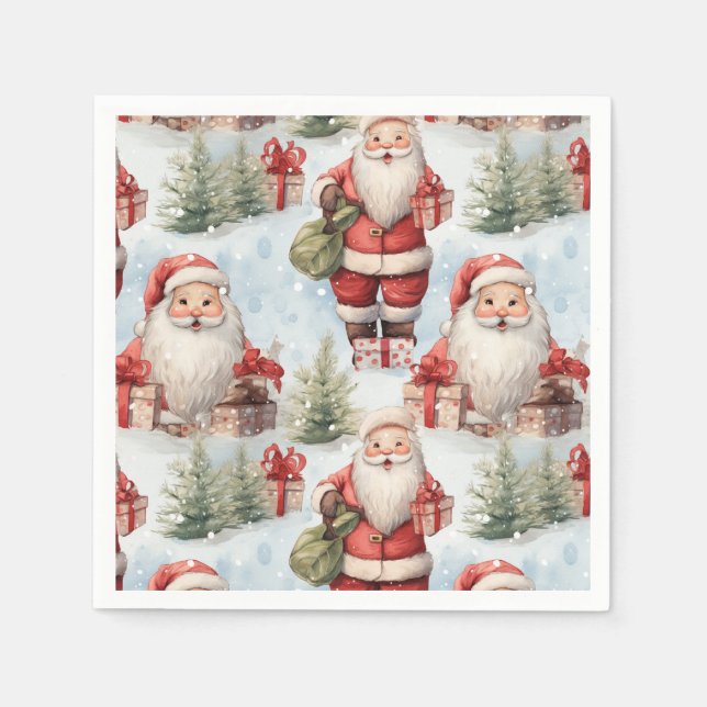 Watercolor Christmas Santa Claus 3 - Paper Napkins (Front)