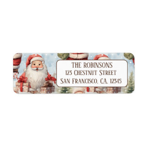 Watercolor Christmas Santa Claus 3- return address Label