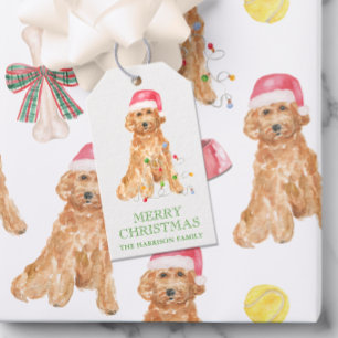Watercolor Christmas Santa Dog Gift Tags