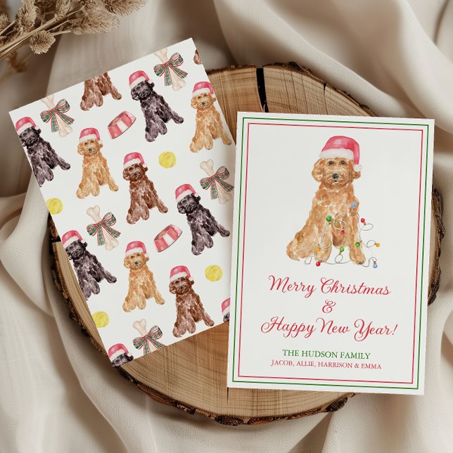Watercolor Christmas Santa Dog Holiday Card (Creator Uploaded)