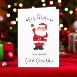 Watercolor Christmas Santa Great Grandson Holiday Card<br><div class="desc">Merry and bright,  Santa,  for great grandson. Merry Christmas card. Watercolor bauble,  pine tree,  traditional card. Please personalize it with your details.</div>