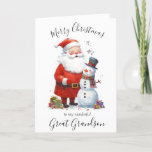Watercolor Christmas Santa Great Grandson Holiday Card