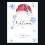 Watercolor christmas santa hat poster<br><div class="desc">Winter baby shower! Christmas baby! Watercolour Santa hat!
Invite your guests with this watercolor Santa hat and snowflakes - baby shower elegant invitation. Matching items available.</div>